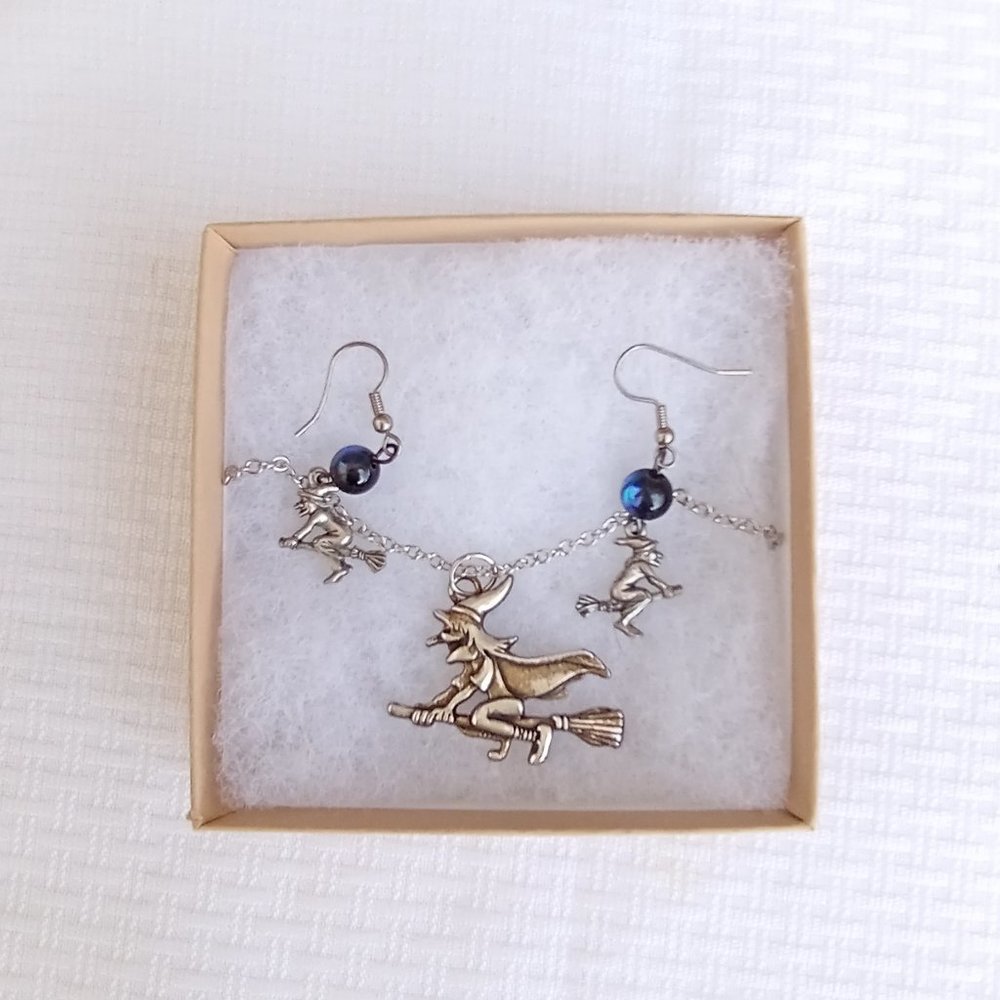 Witches Necklace & Earrings Jewelry set